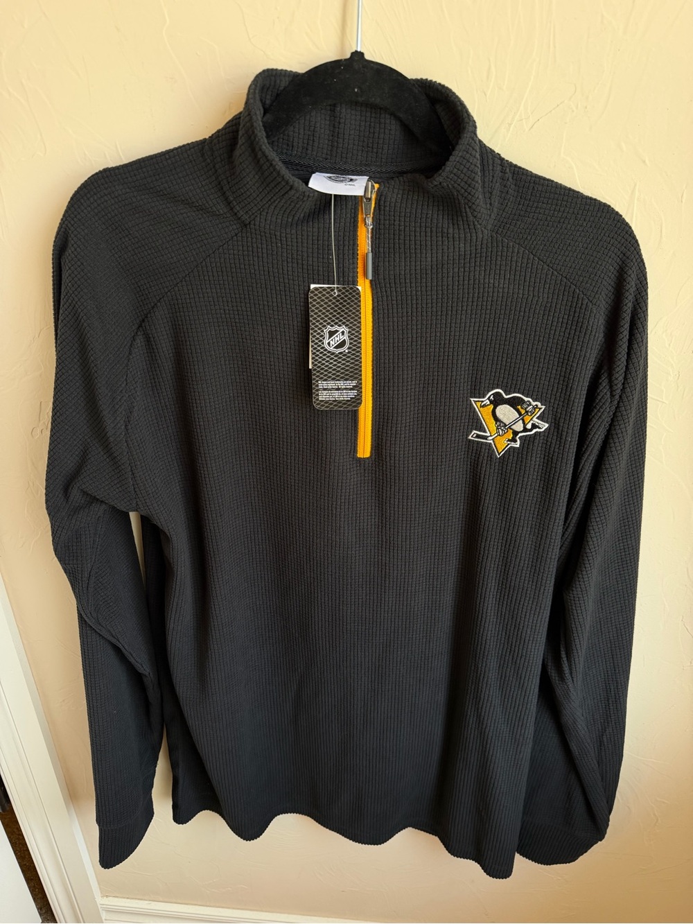 NHL Black Lightweight Quarter-Zip with Yellow Accent